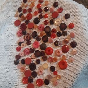 100+ Vintage Sewing Buttons Lot Red Pink Purple